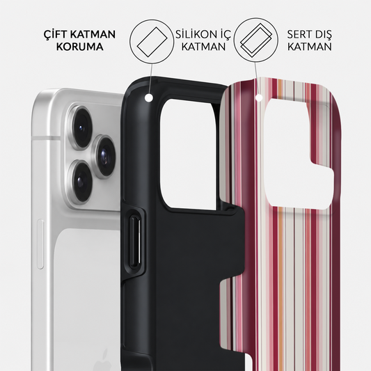 Bistro Stripe iPhone case – dual-layer protection with silicone inner layer and hard outer shell