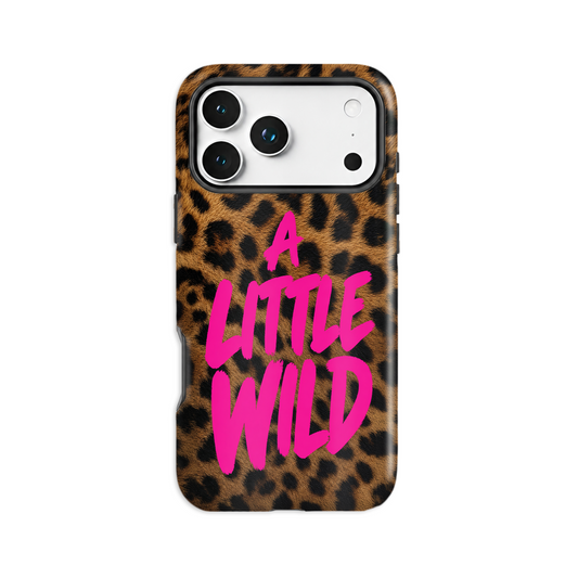 A Little Wild iPhone case in fuchsia and brown, front product view