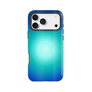 Cobalt Aura iPhone case in cobalt blue and turquoise, front product view