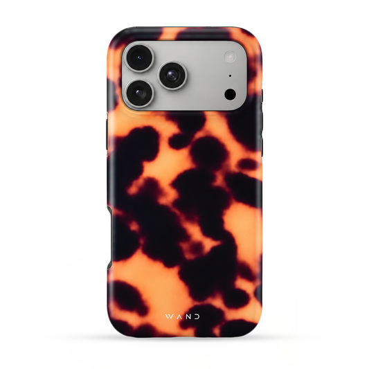 Aperitivo iPhone case with an amber tortoiseshell print, back view