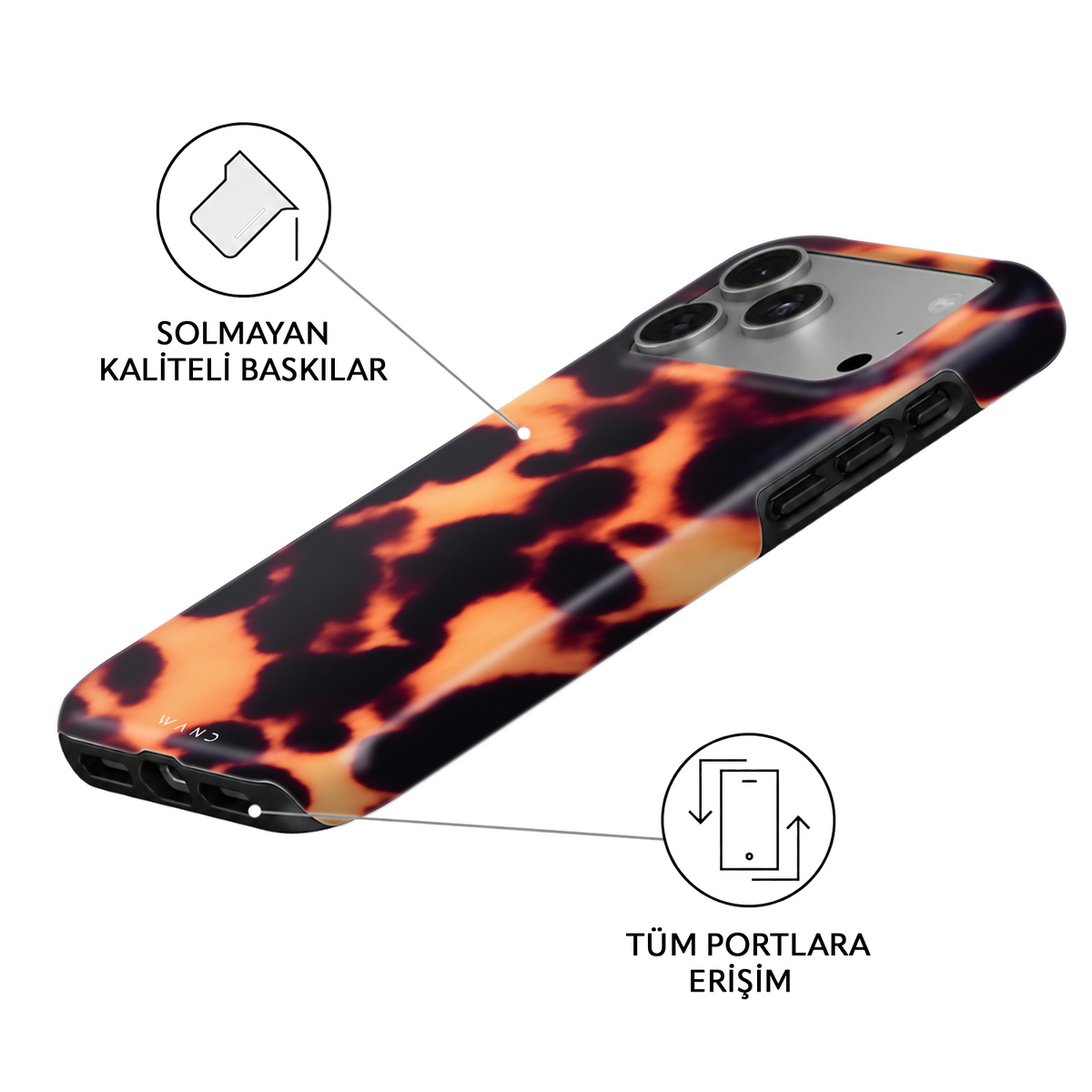 Aperitivo iPhone case – angled view showing the fade-resistant print and full port access