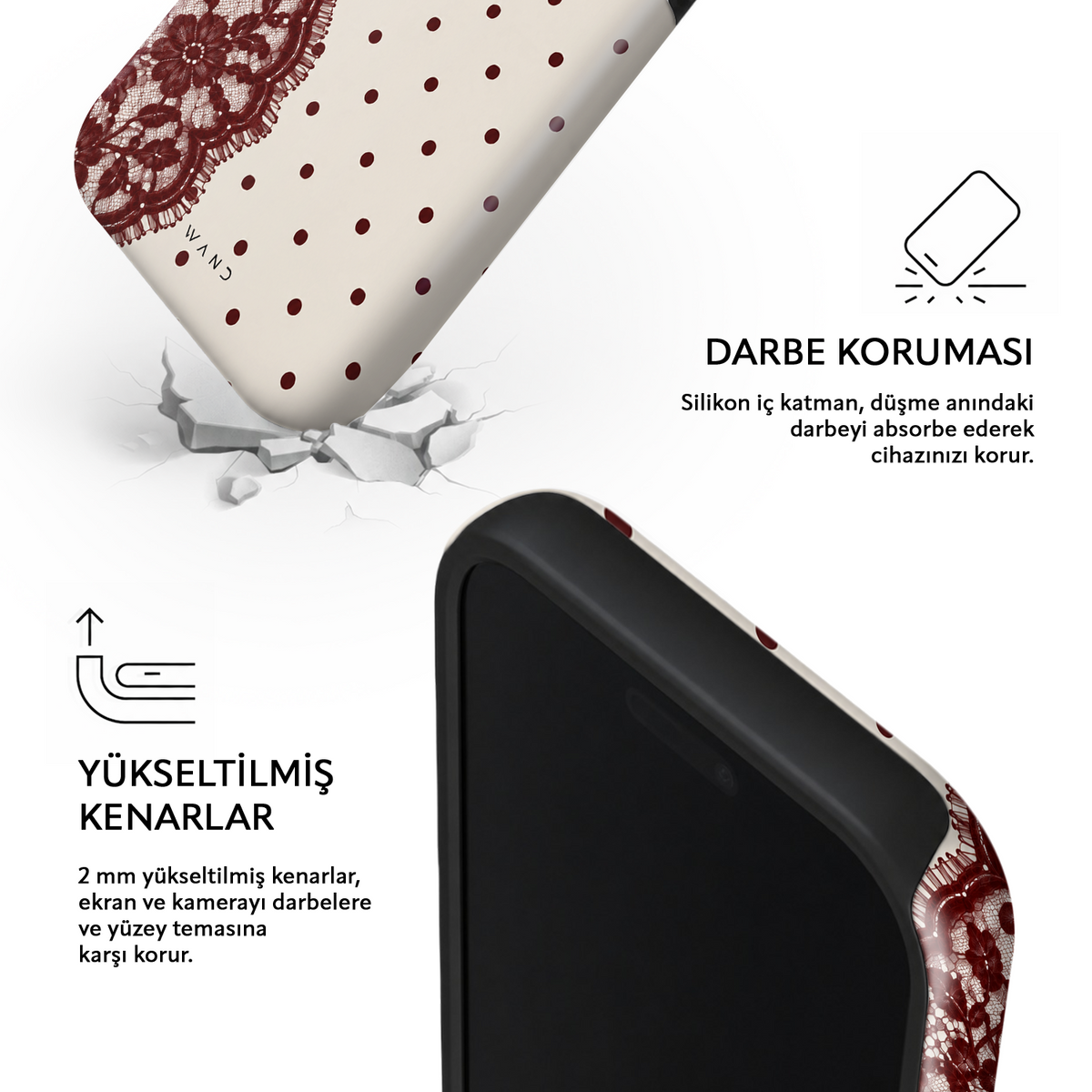 Love Letter iPhone case – impact protection and raised edges around screen and camera