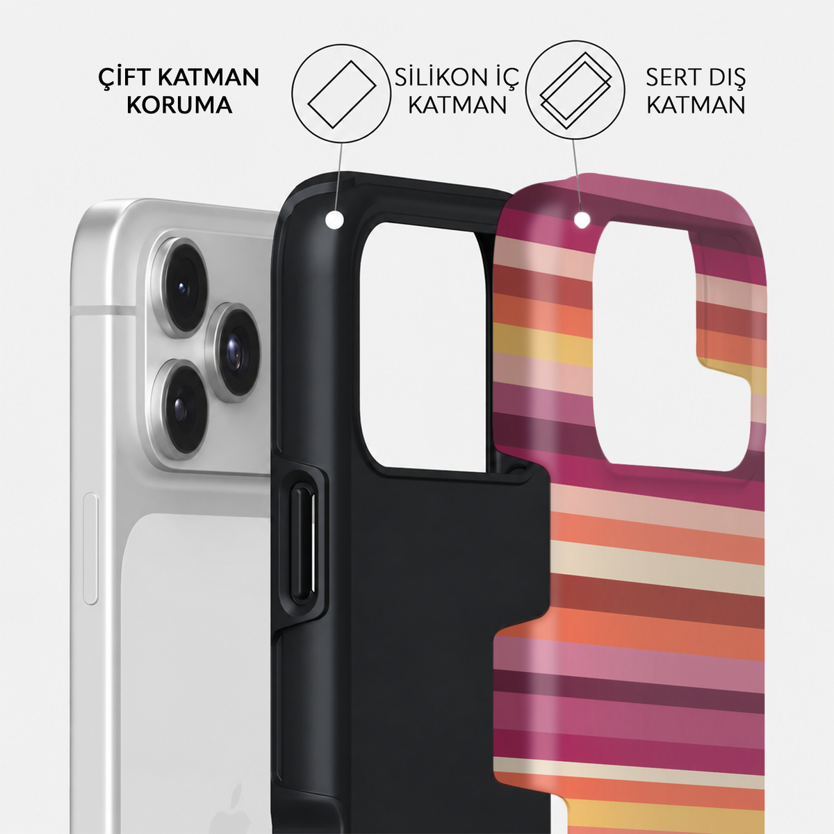 Paloma Stripe iPhone case – dual-layer protection with silicone inner layer and hard outer shell