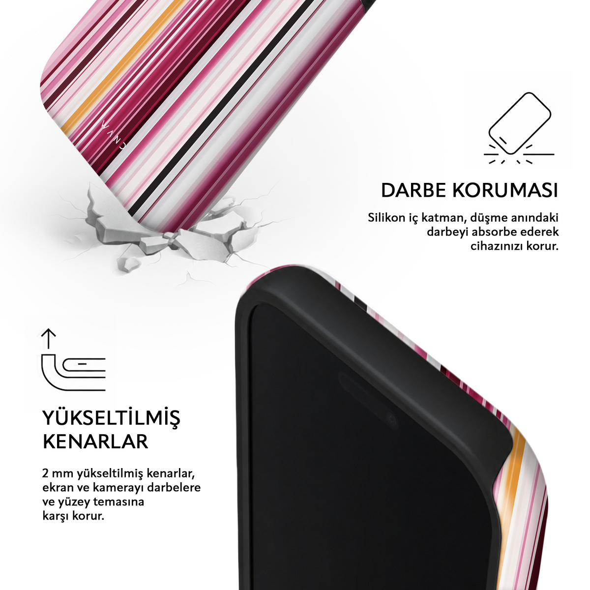 Rosé Mix iPhone case – impact protection and raised edges around screen and camera